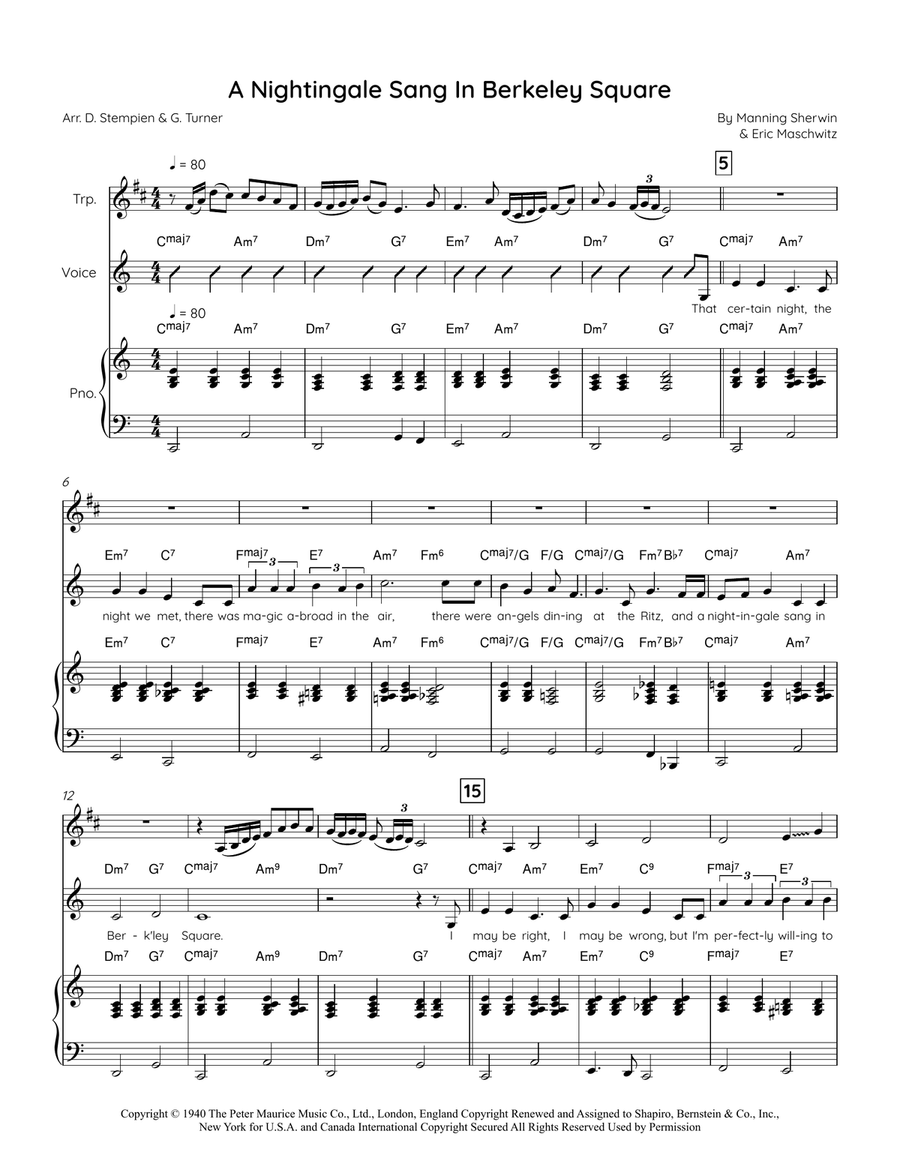 A Nightingale Sang In Berkeley Square Small Ensemble scores gallery preview page 1