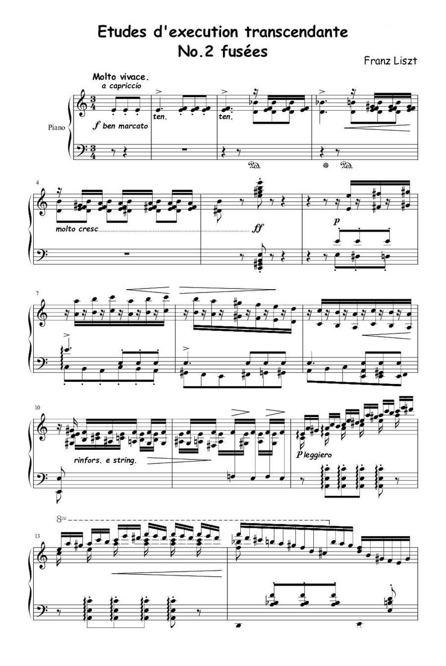 Étude en Douze Exercices No.2 fusées - Franz Liszt Piano Solo scores gallery preview page 1