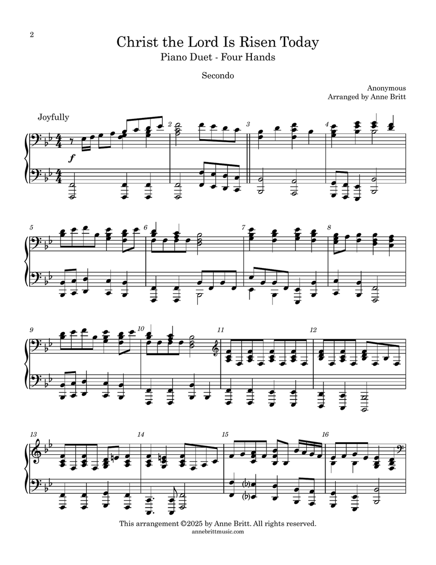 Christ the Lord Is Risen Today 1 Piano, 4-Hands scores gallery preview page 1