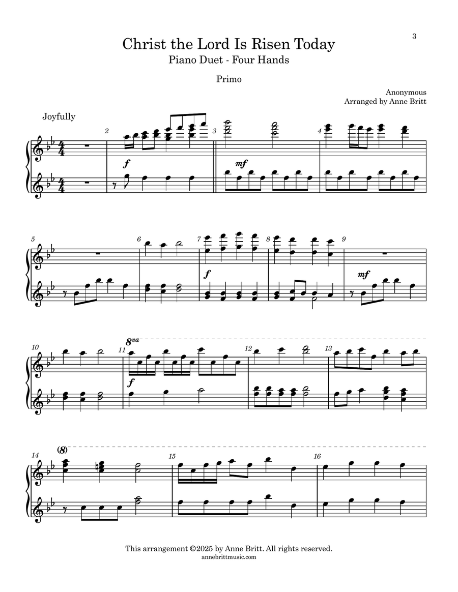 Christ the Lord Is Risen Today 1 Piano, 4-Hands scores gallery preview page 2