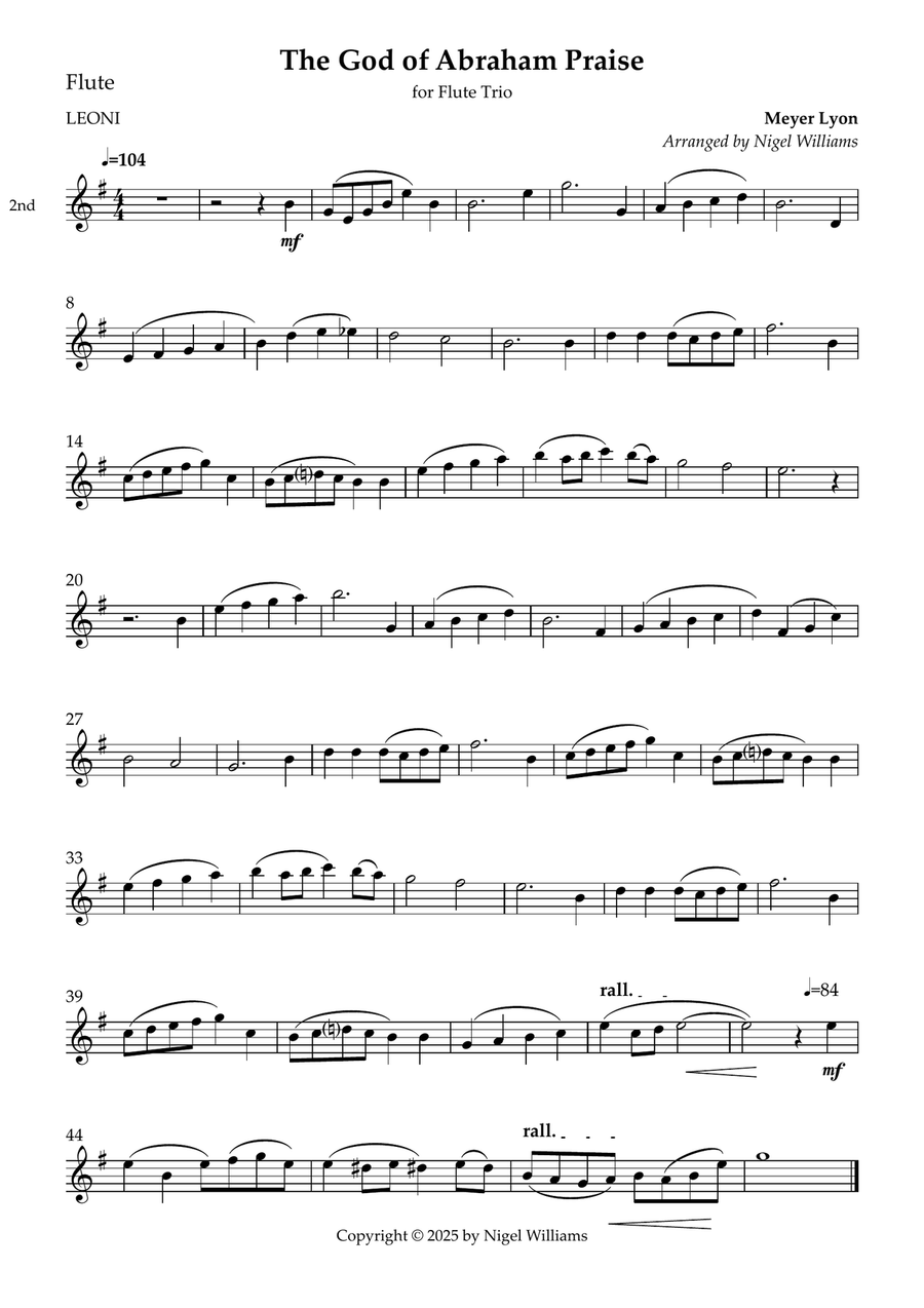 Leoni (The God of Abraham Praise) Flute Trio scores gallery preview page 2