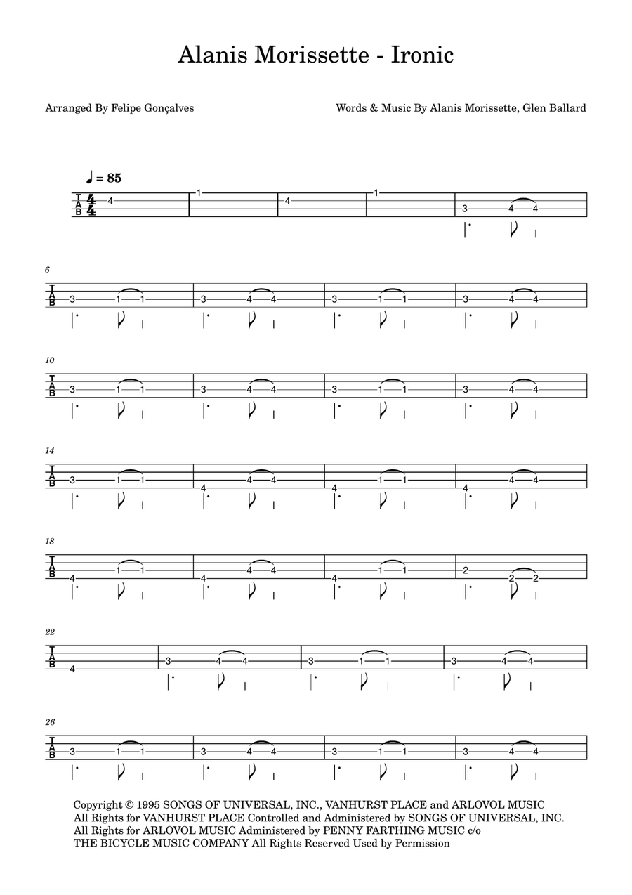 Ironic Ironic Acoustic Guitar scores gallery preview page 1