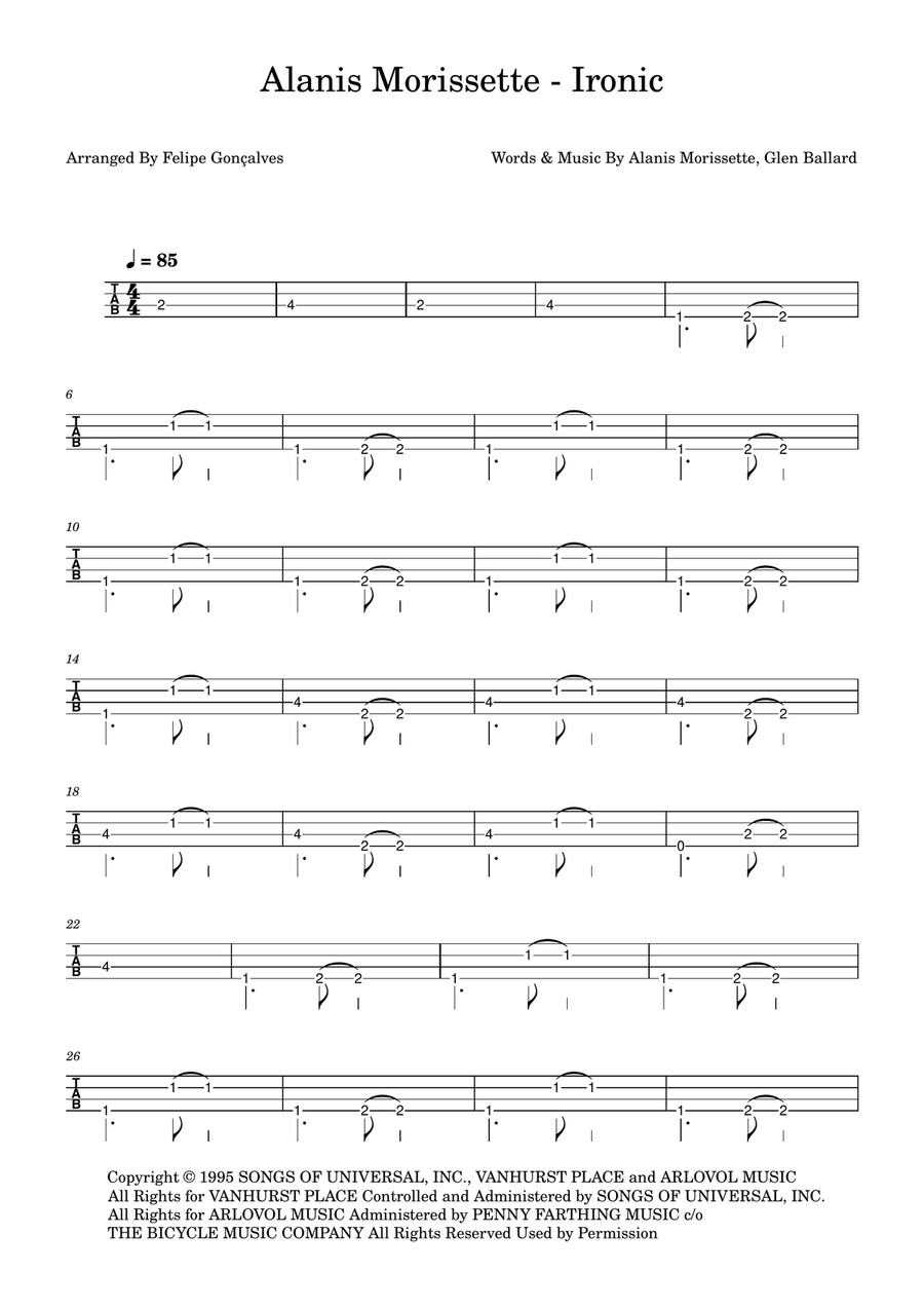 Ironic Ironic Acoustic Guitar scores gallery preview page 1