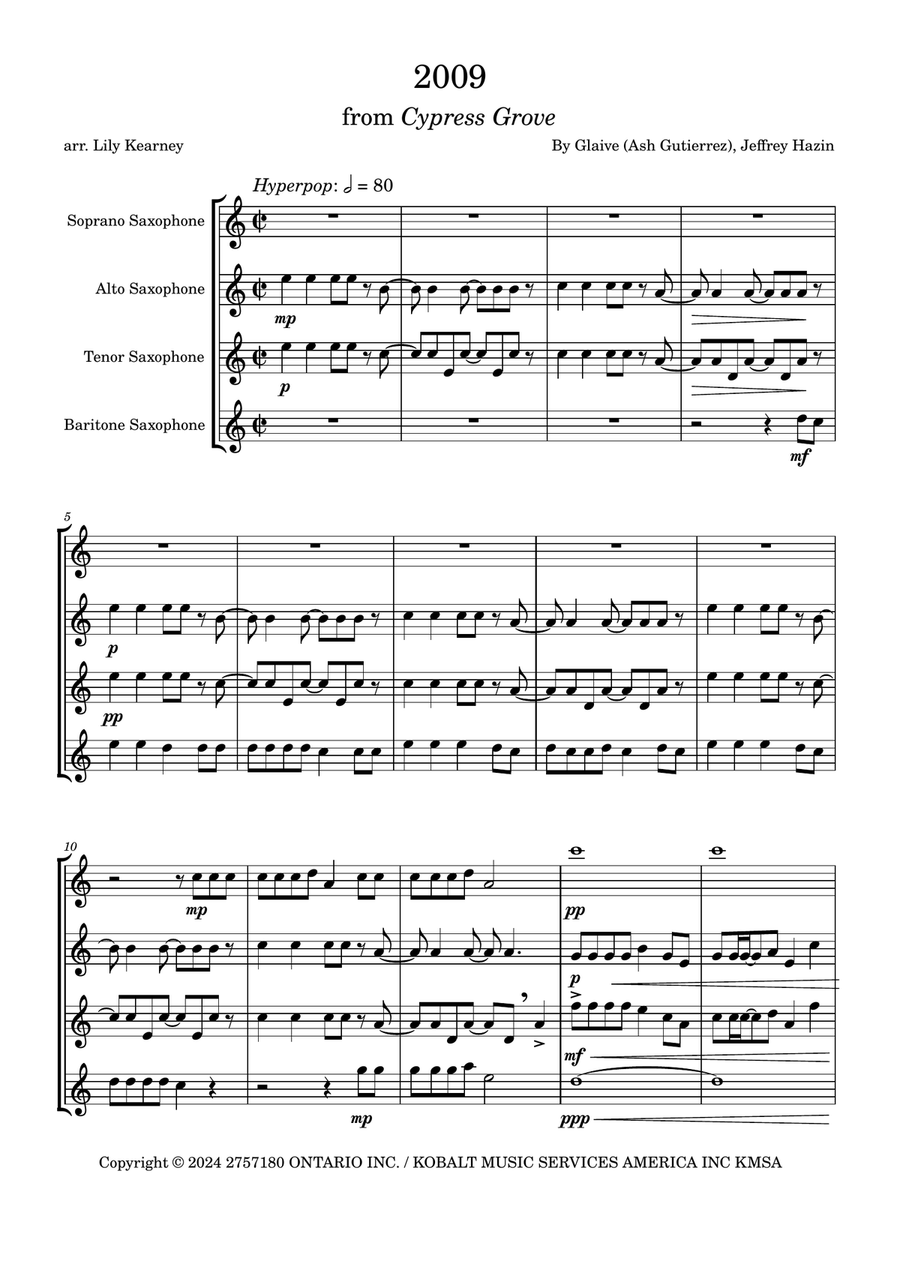 2009 2009 Saxophone Quartet scores gallery preview page 1