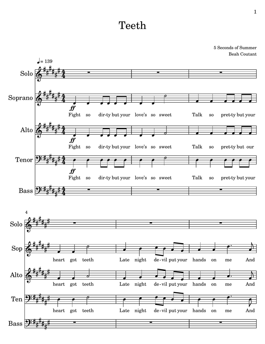 Teeth Teeth 4-Part scores gallery preview page 1