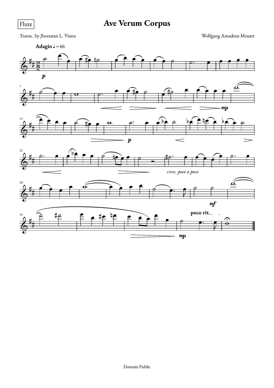 Ave Verum Corpus Woodwind Quartet scores gallery preview page 3