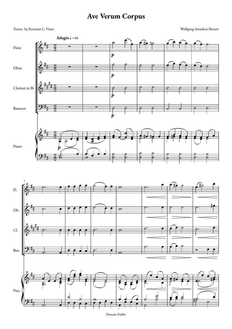 Ave Verum Corpus Small Ensemble scores gallery preview page 1