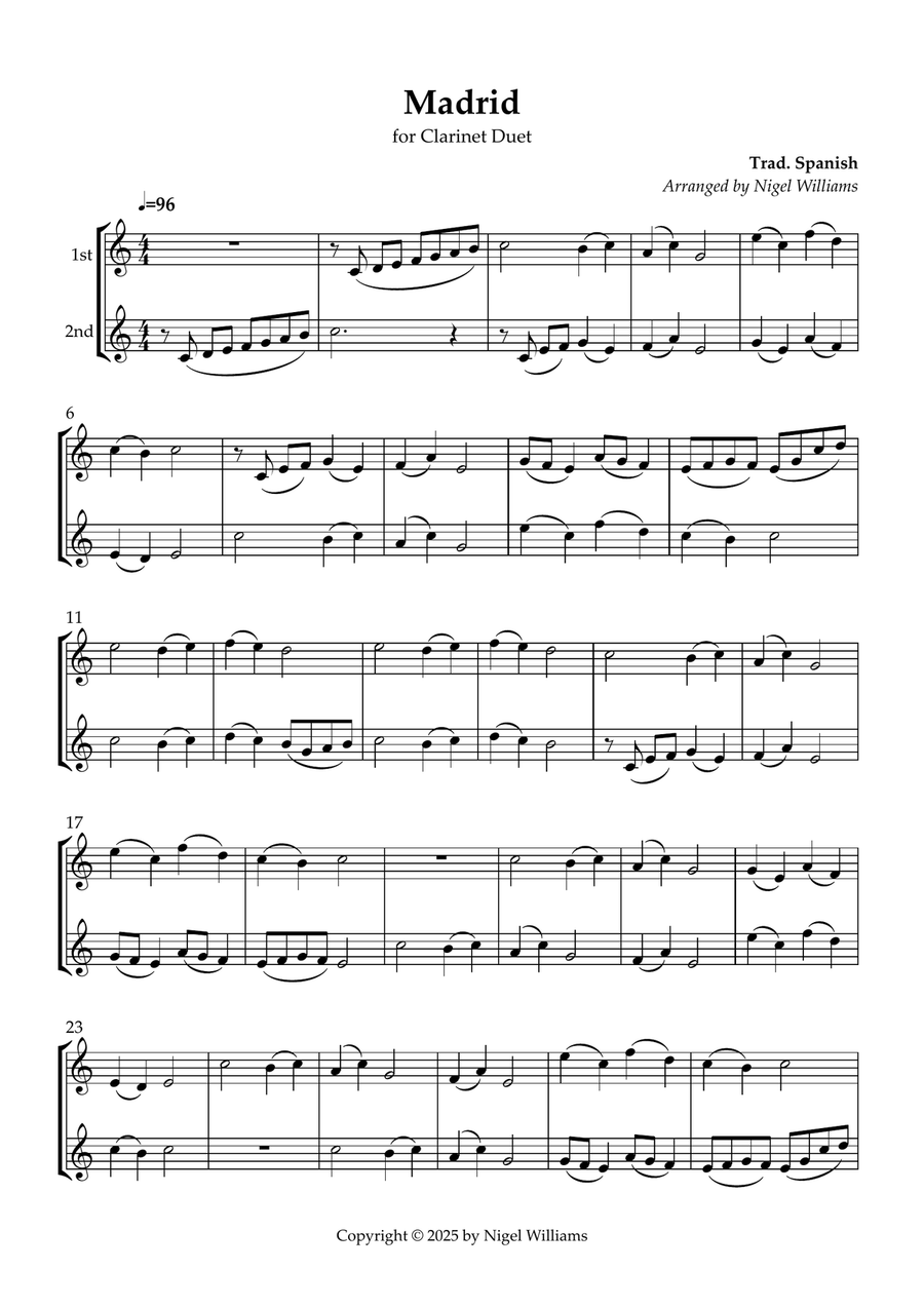Madrid Madrid Clarinet Duet scores gallery preview page 1