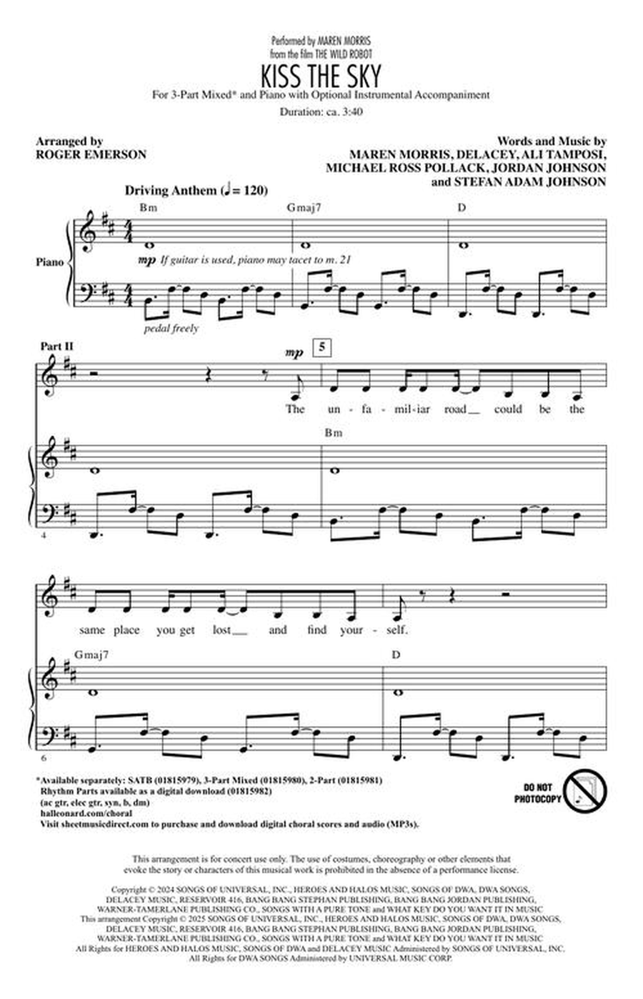 Kiss the Sky by Roger Emerson 3-Part - Sheet Music page 3