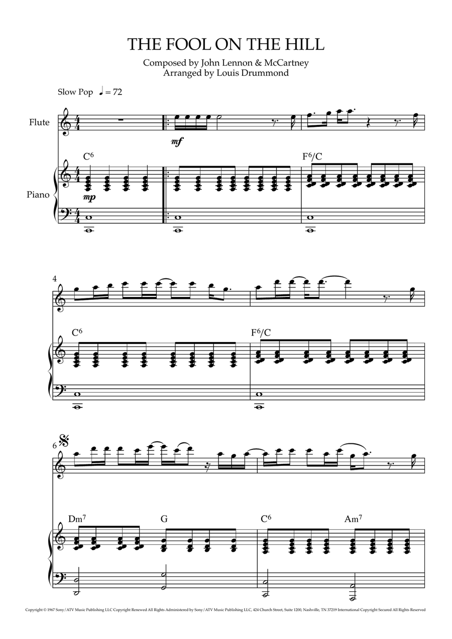 The Fool On The Hill The Fool On The Hill Flute Solo scores gallery preview page 1