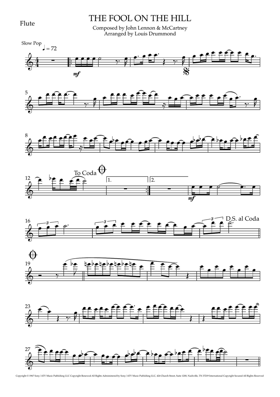 The Fool On The Hill The Fool On The Hill Flute Solo scores gallery preview page 5