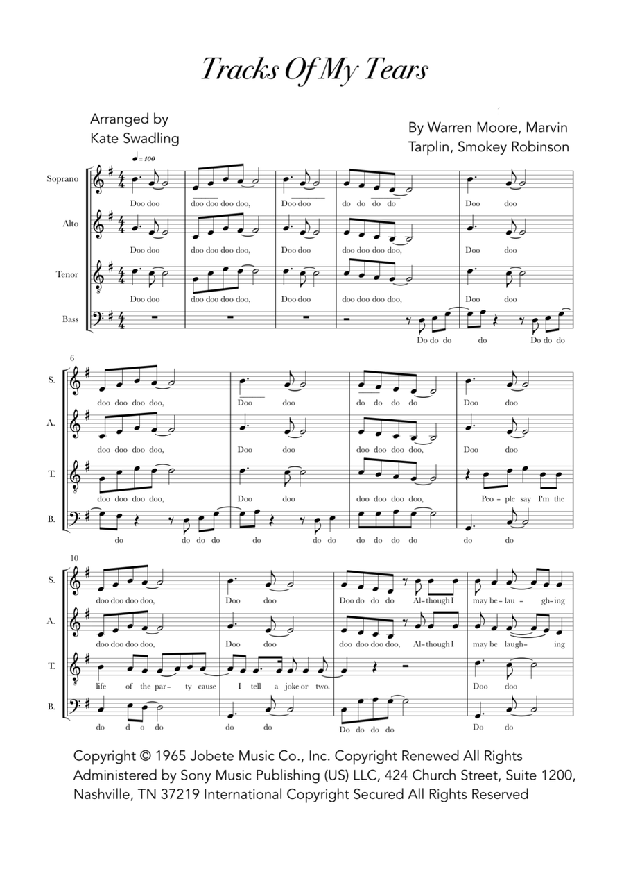 The Tracks Of My Tears The Tracks Of My Tears 4-Part scores gallery preview page 1