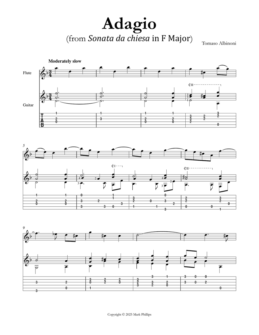 Adagio (from Sonata da chiesa in F Major) Flute scores gallery preview page 1