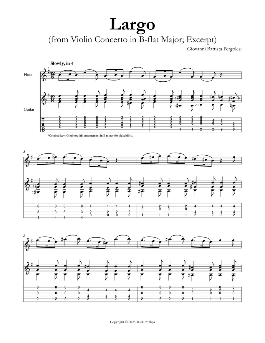 Largo (from Violin Concerto in B-flat Major) Flute scores gallery preview page 1