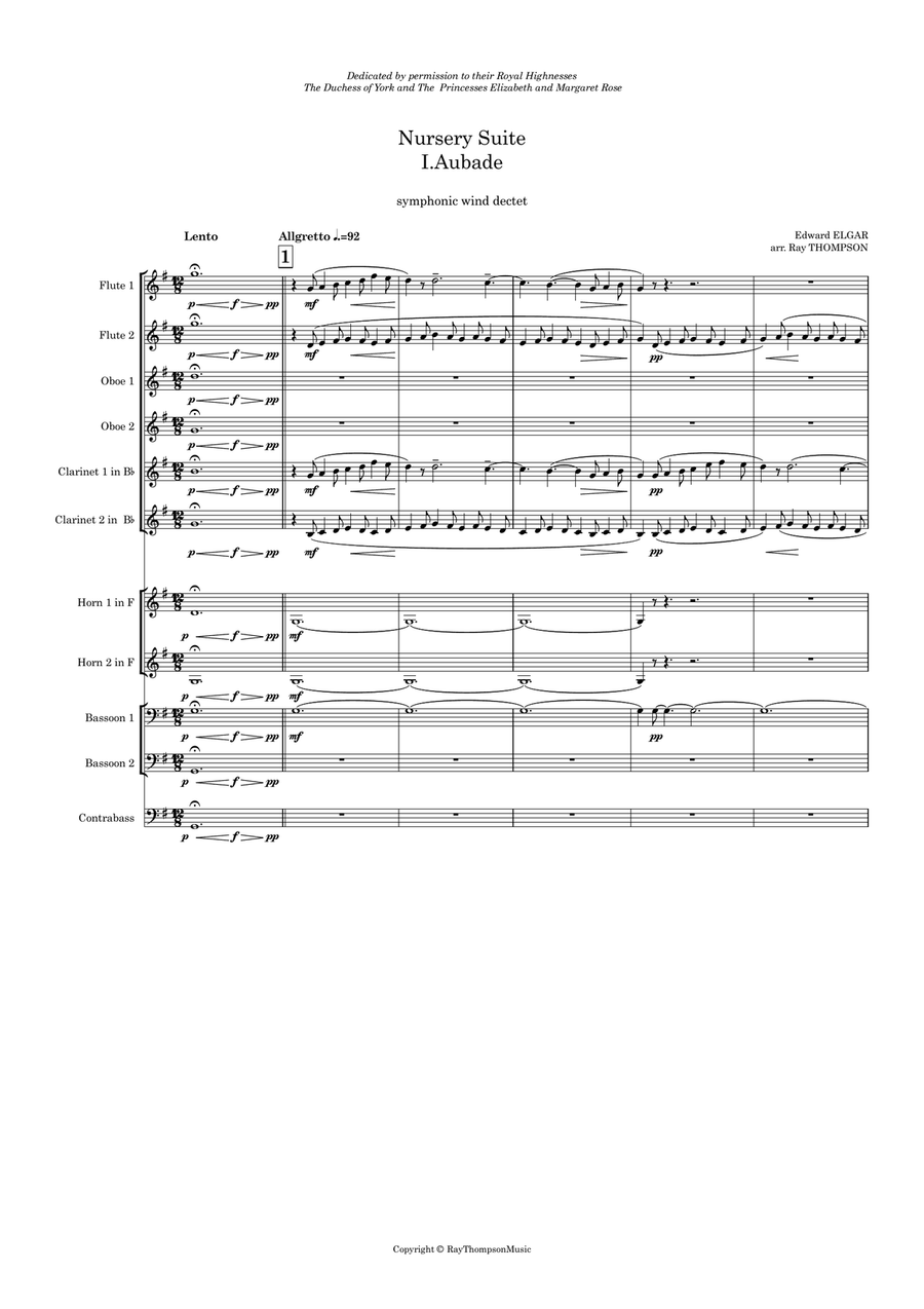 Elgar: Nursery Suite - symphonic wind dectet Woodwind Quintet scores gallery preview page 2