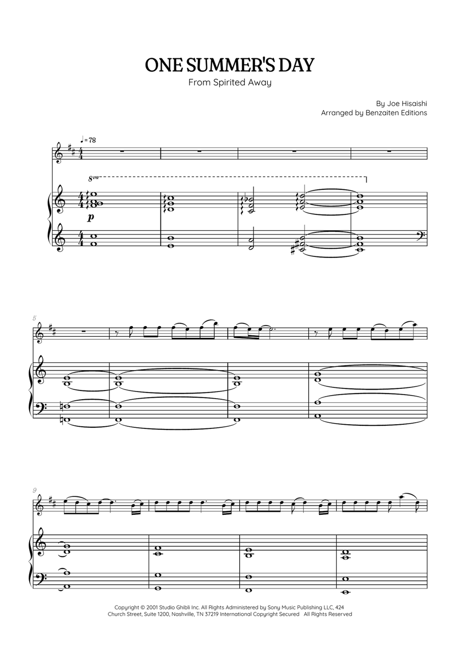 One Summer's Day B-Flat Trumpet scores gallery preview page 1
