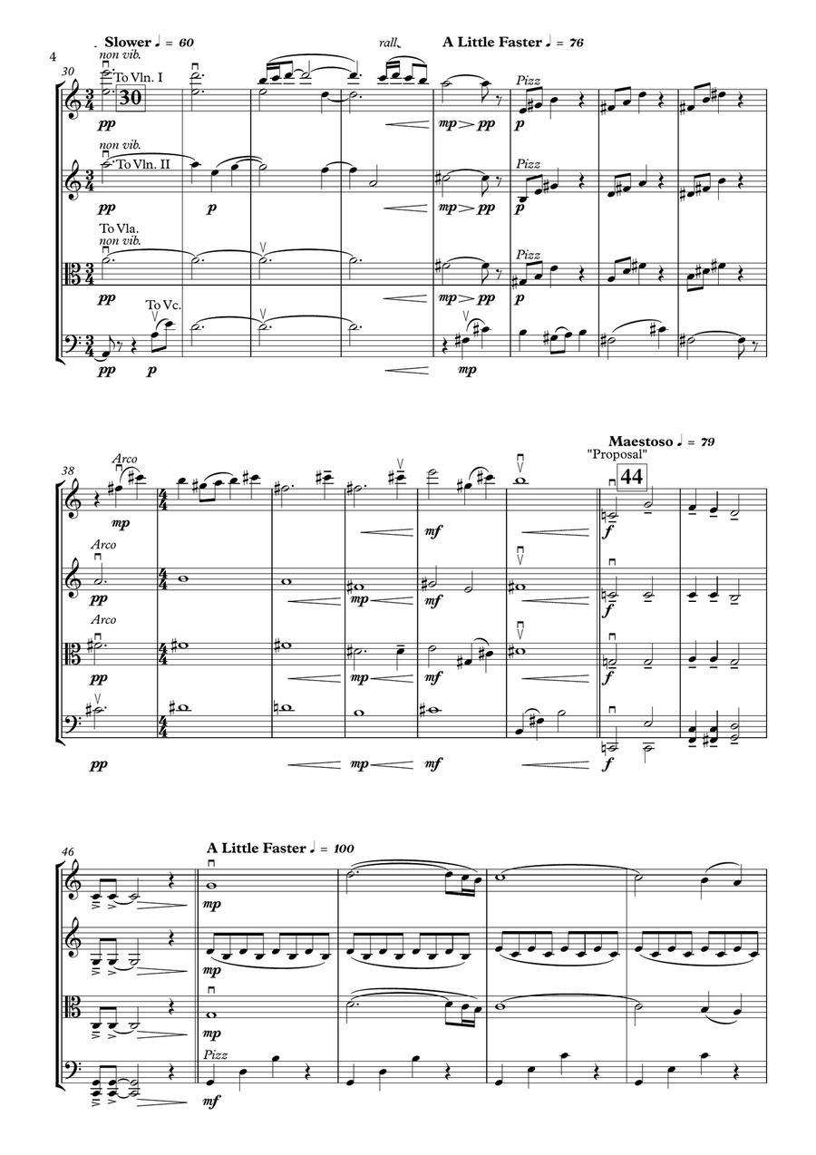 Medley: Alice's Theme with Proposal and Bandersnatched String Quartet scores gallery preview page 4