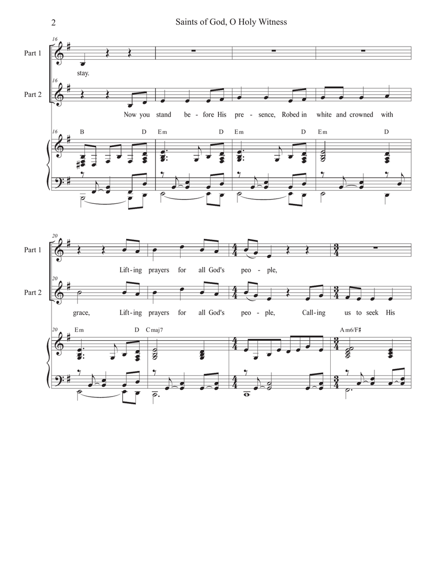 Saints of God, O Holy Witness (2-part choir) 2-Part scores gallery preview page 2