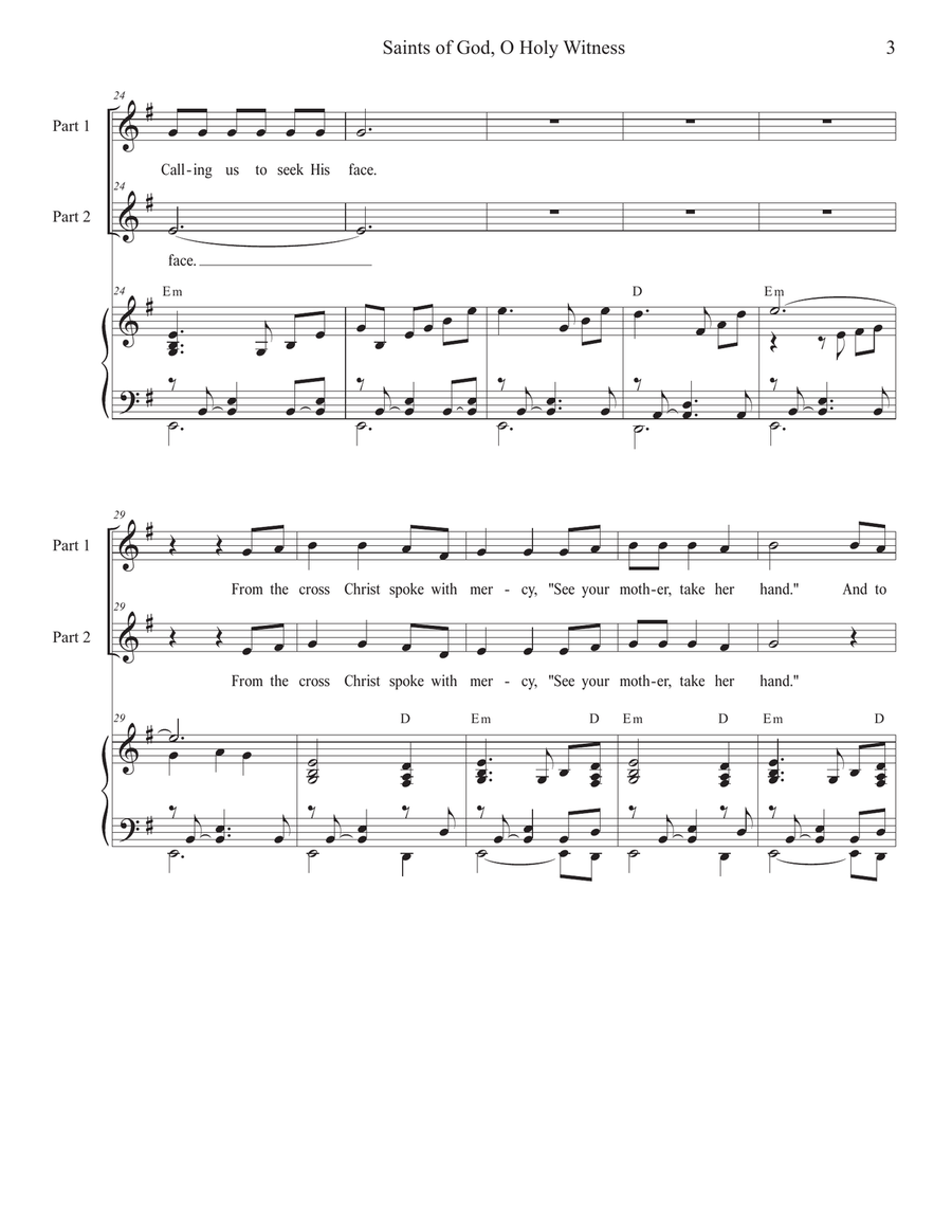 Saints of God, O Holy Witness (2-part choir) 2-Part scores gallery preview page 3
