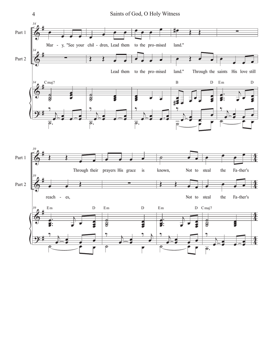 Saints of God, O Holy Witness (2-part choir) 2-Part scores gallery preview page 4