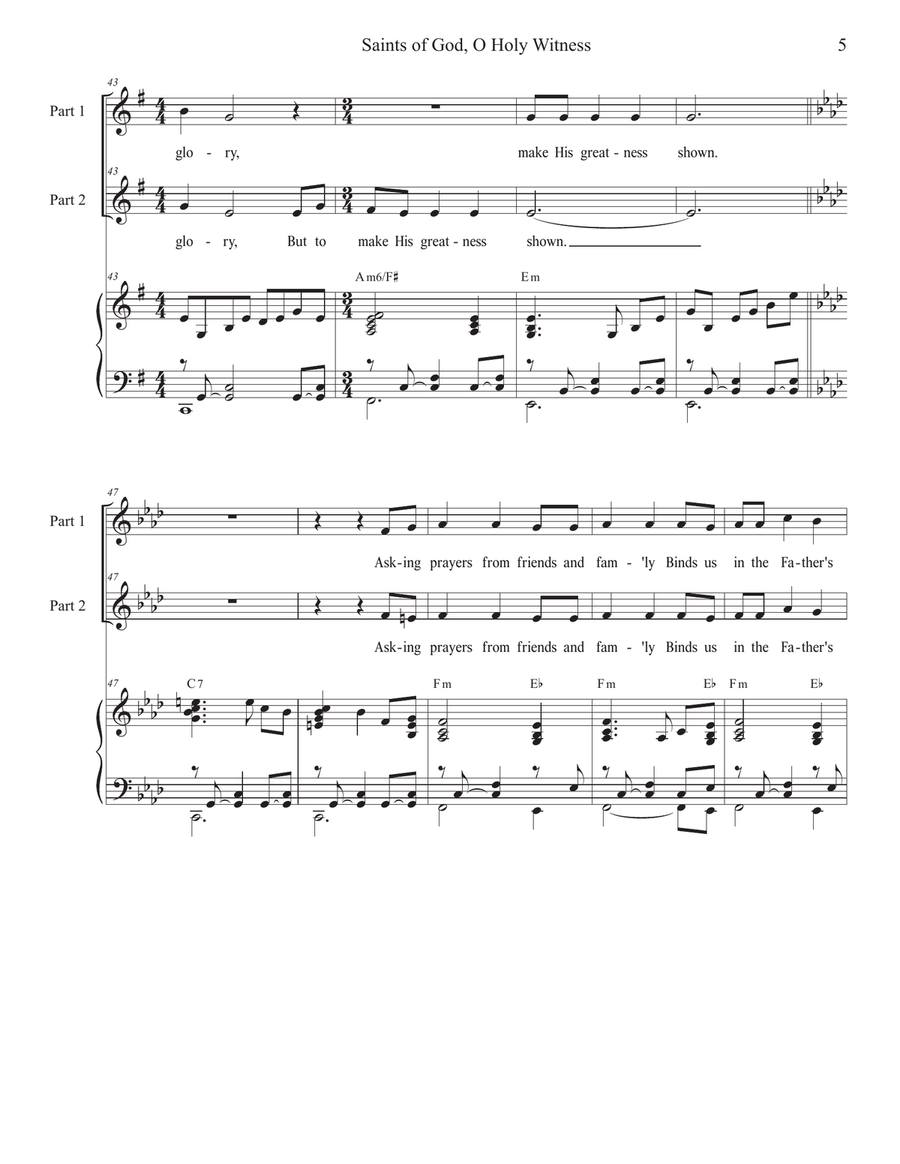 Saints of God, O Holy Witness (2-part choir) 2-Part scores gallery preview page 5