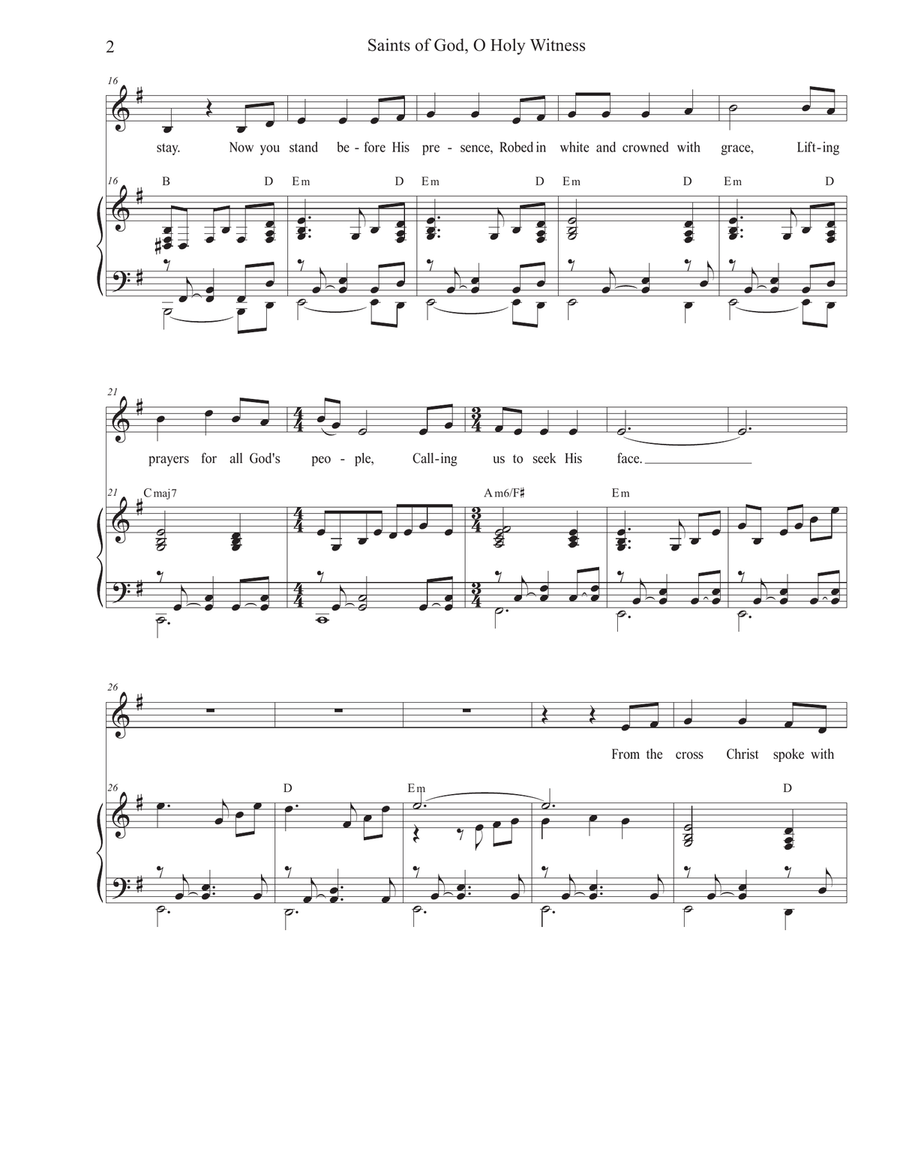 Saints of God, O Holy Witness (Unison choir) Unison Choir scores gallery preview page 2