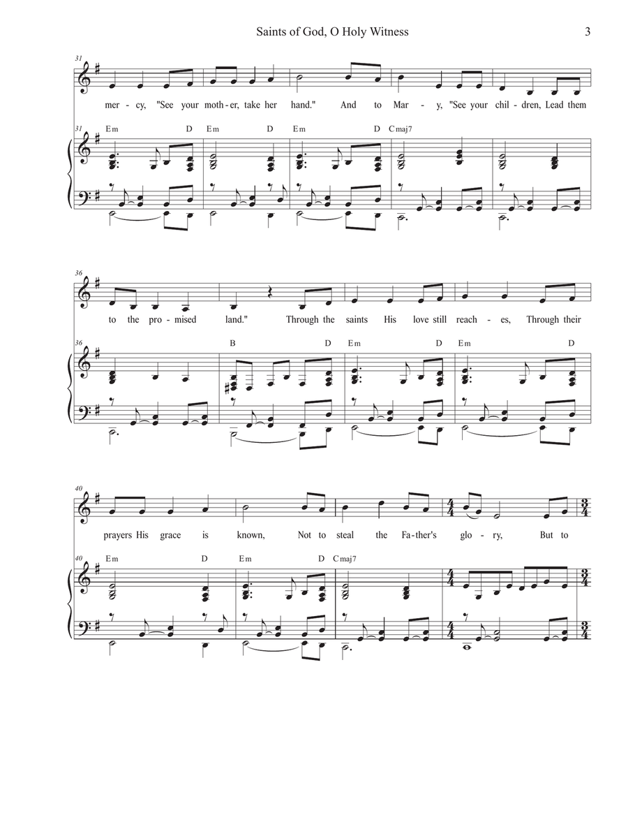 Saints of God, O Holy Witness (Unison choir) Unison Choir scores gallery preview page 3
