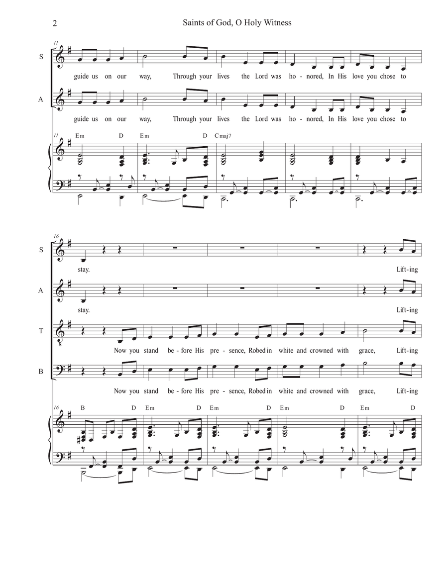 Saints of God, O Holy Witness (SATB) 4-Part scores gallery preview page 2