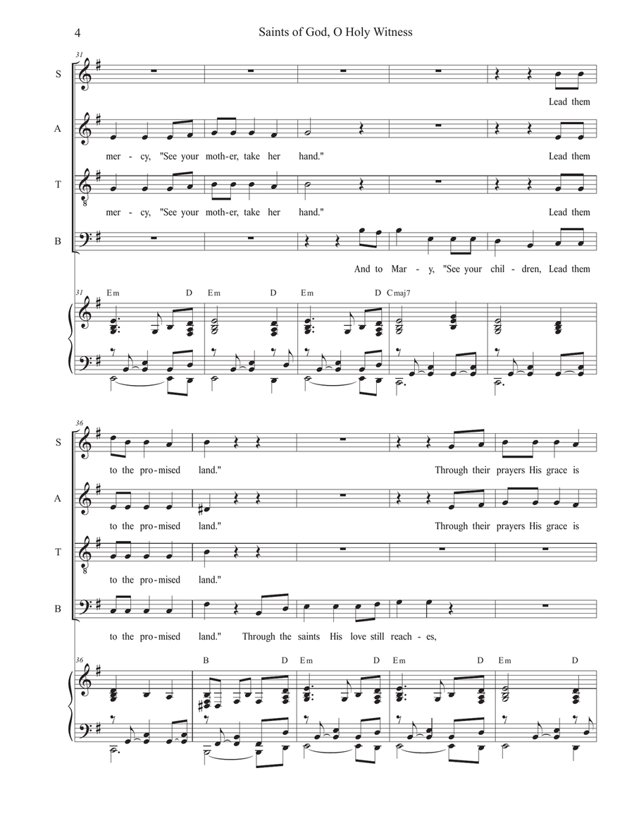 Saints of God, O Holy Witness (SATB) 4-Part scores gallery preview page 4
