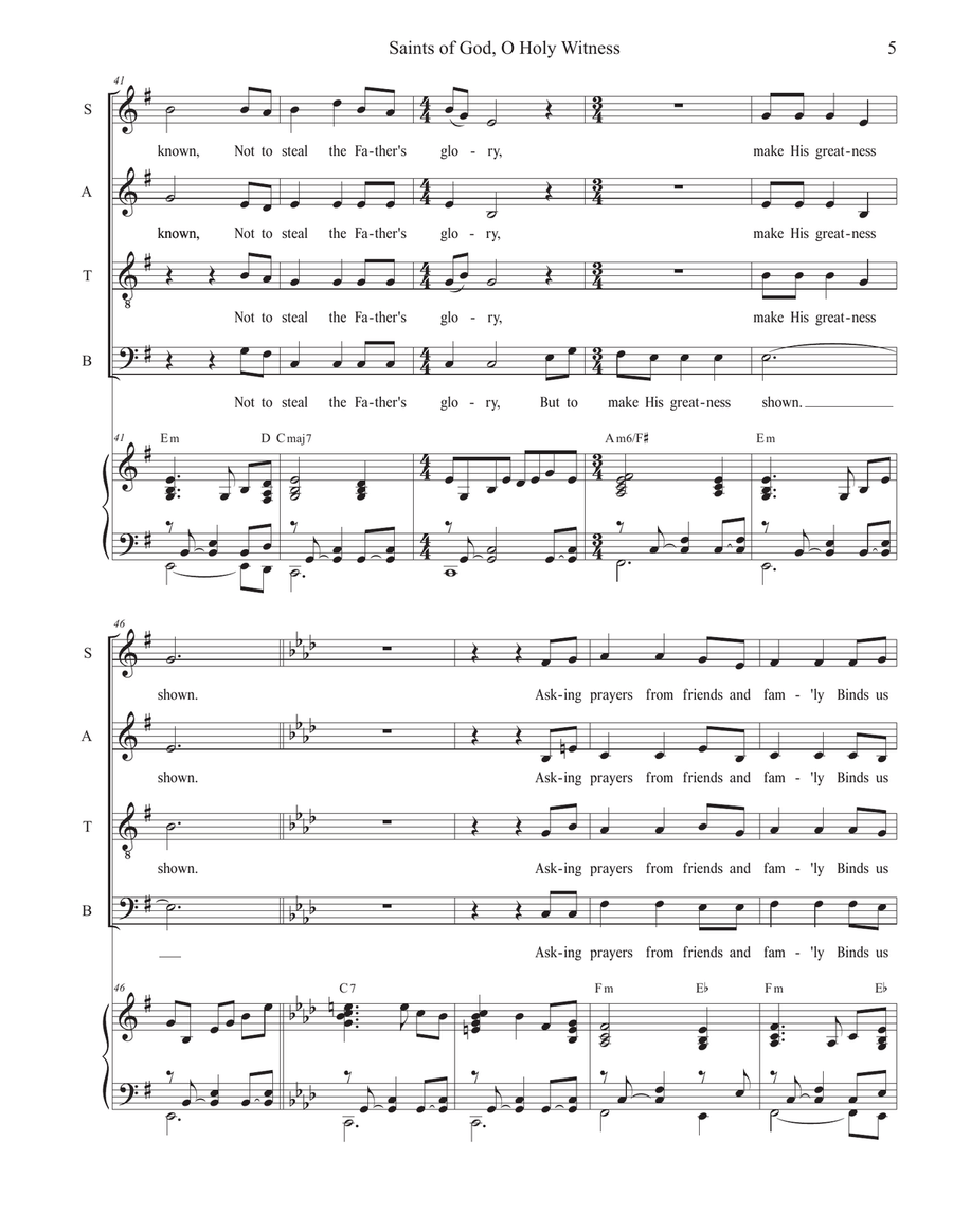 Saints of God, O Holy Witness (SATB) 4-Part scores gallery preview page 5