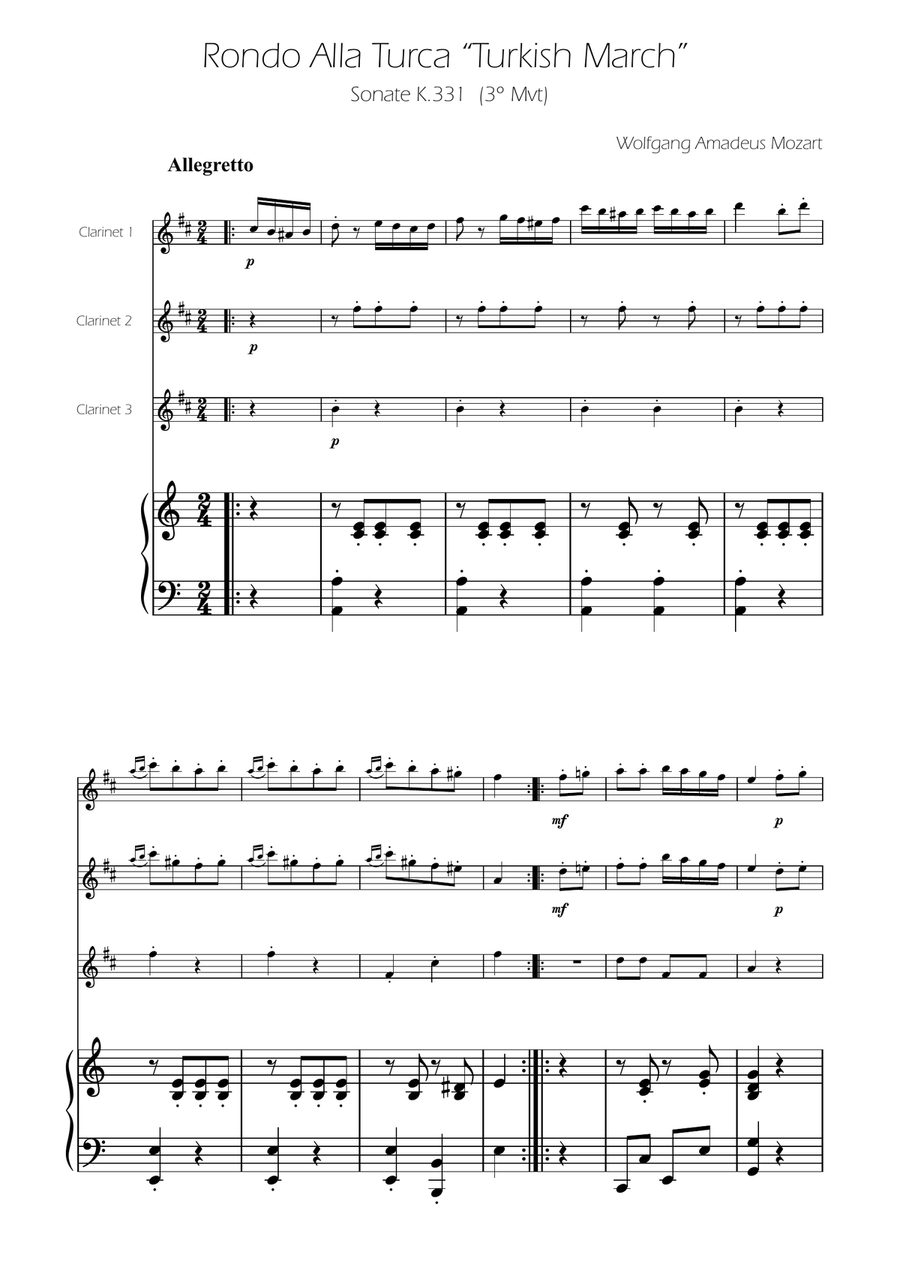 Turkish March - Clarinet Trio Clarinet Trio scores gallery preview page 1