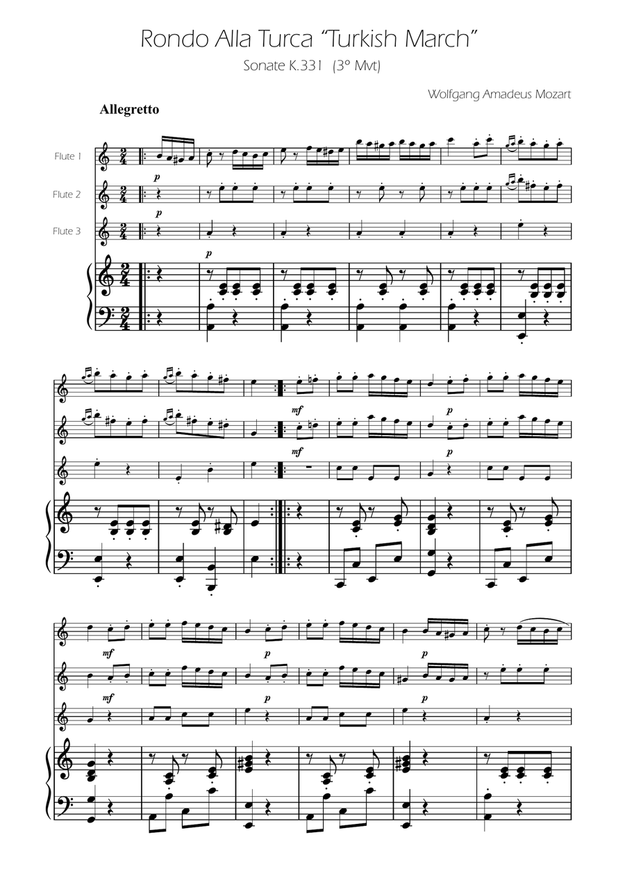Turkish March - Flute Trio Flute Trio scores gallery preview page 1
