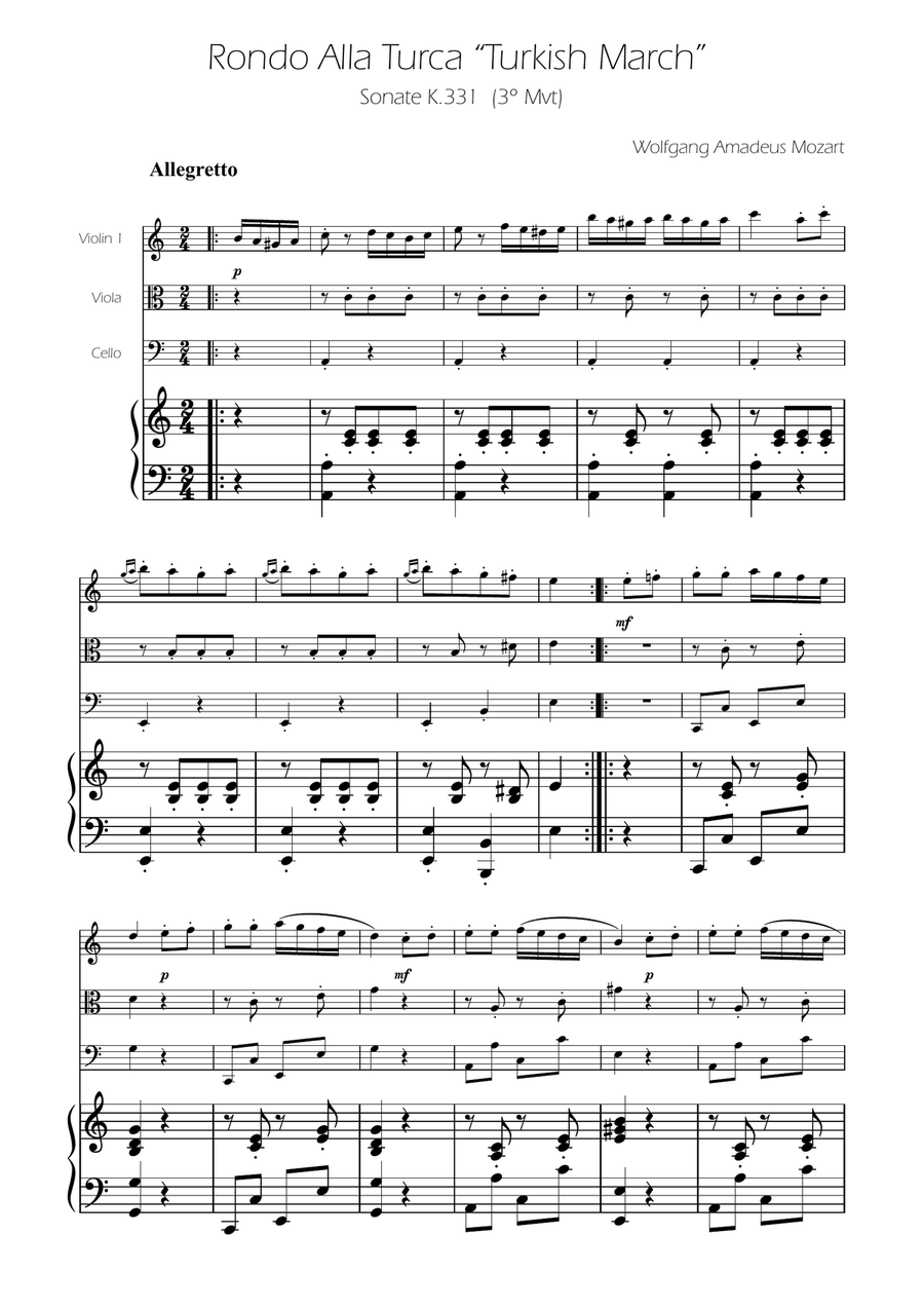 Turkish March - String Trio String Trio scores gallery preview page 1