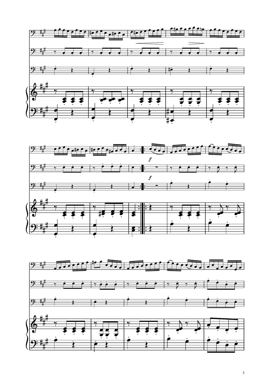 Turkish March - Cello Trio String Trio scores gallery preview page 3