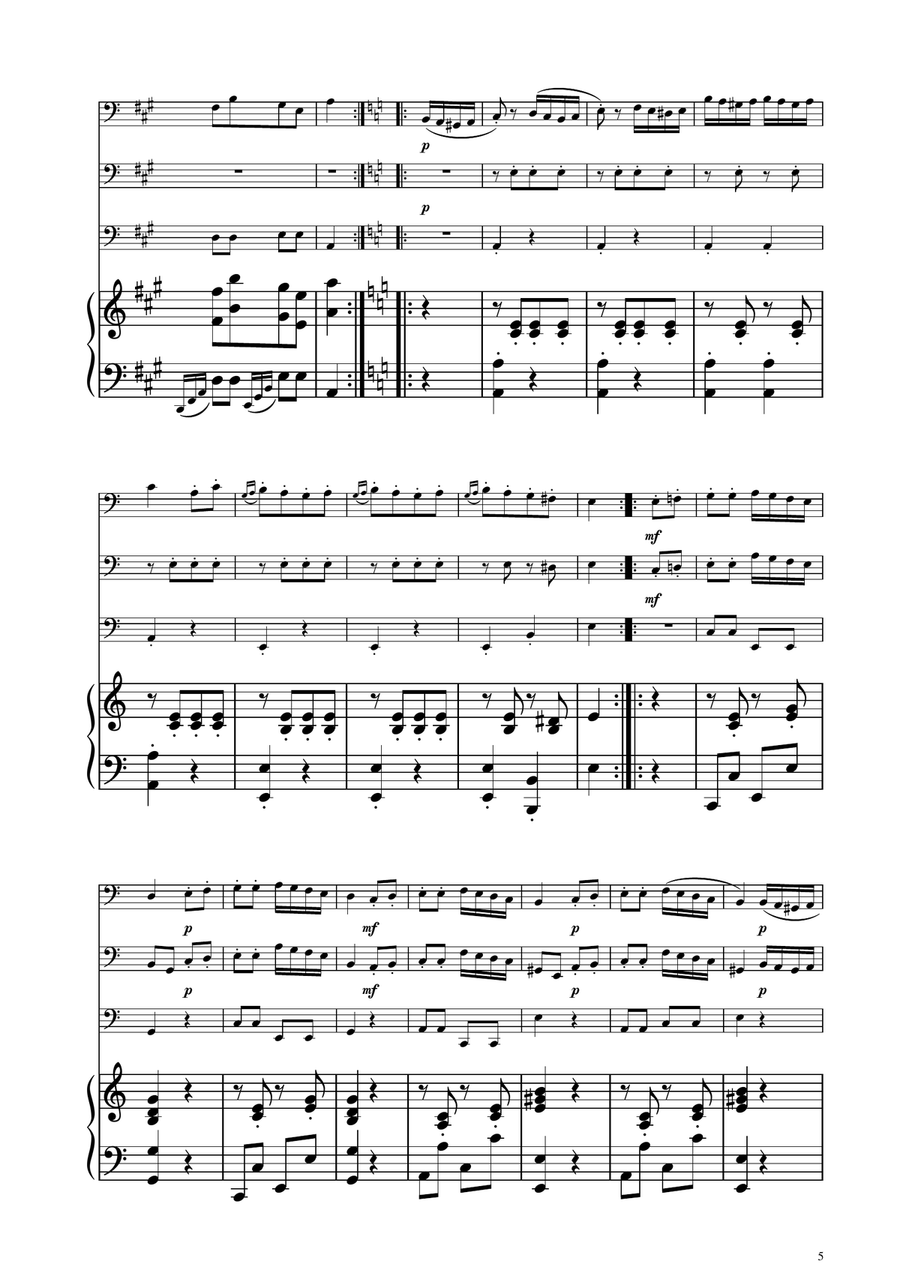 Turkish March - Cello Trio String Trio scores gallery preview page 5