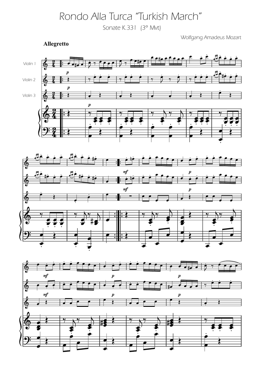 Turkish March - Violin Trio String Trio scores gallery preview page 1
