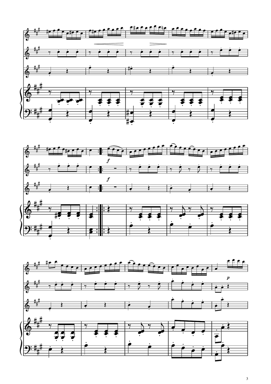 Turkish March - Violin Trio String Trio scores gallery preview page 3