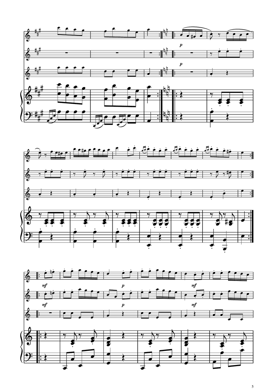 Turkish March - Violin Trio String Trio scores gallery preview page 5