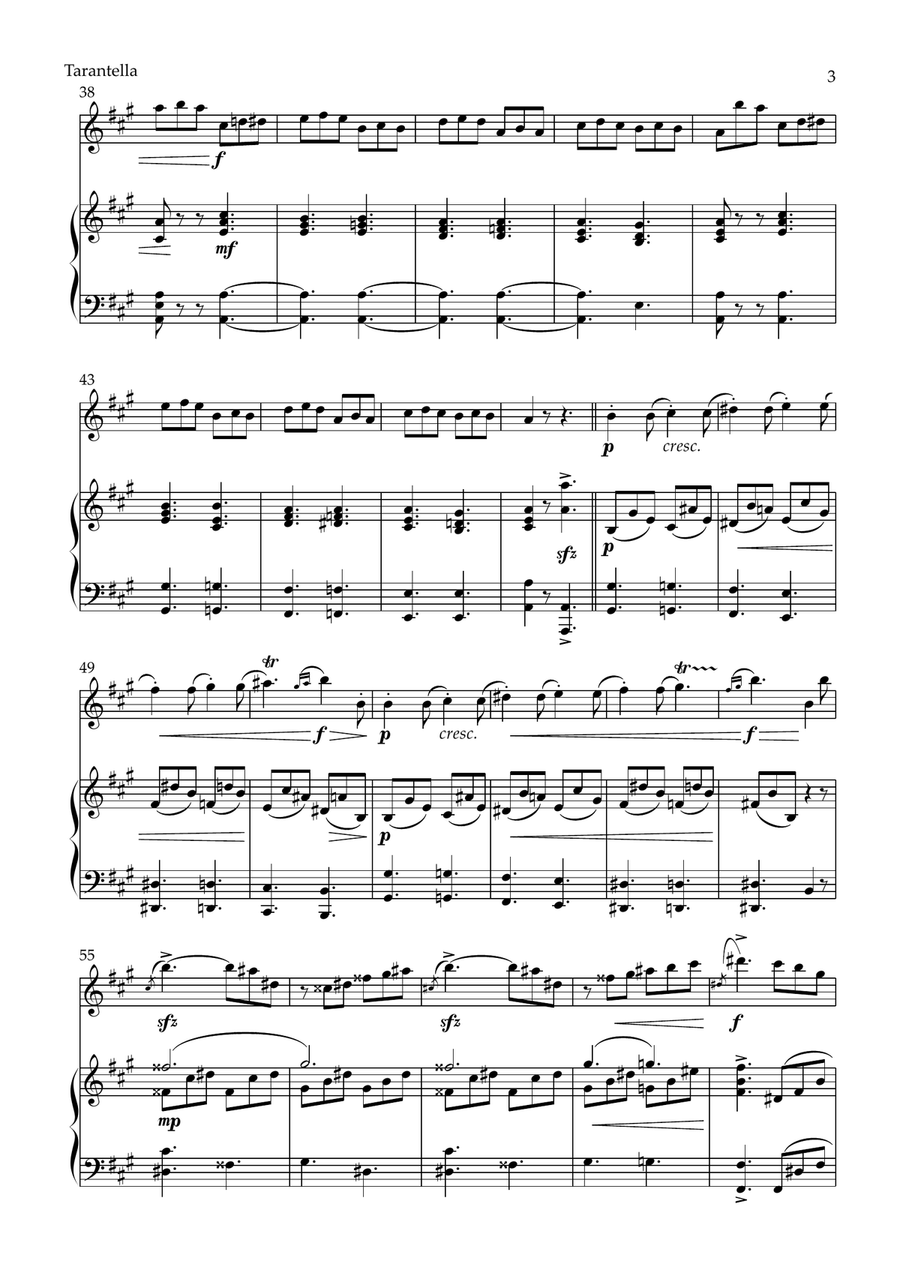 Tarantella in A Major (Violin and Piano) Violin Solo scores gallery preview page 3