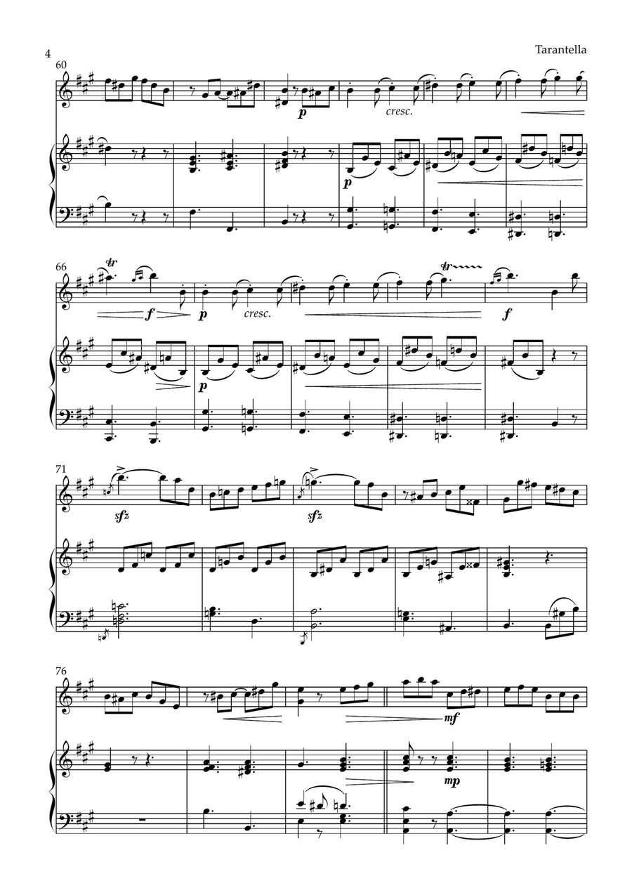 Tarantella in A Major (Violin and Piano) Violin Solo scores gallery preview page 4