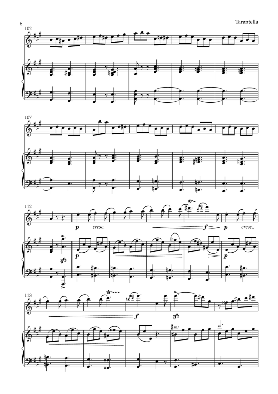 Tarantella in A Major (Violin and Piano) Violin Solo scores gallery preview page 6