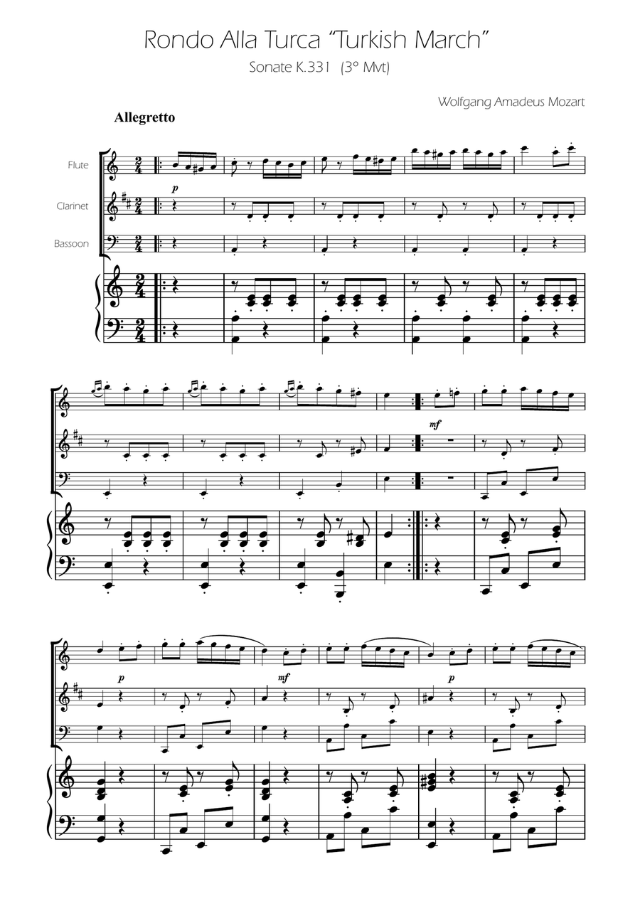 Turkish March - Woodwind Trio Woodwind Trio scores gallery preview page 1