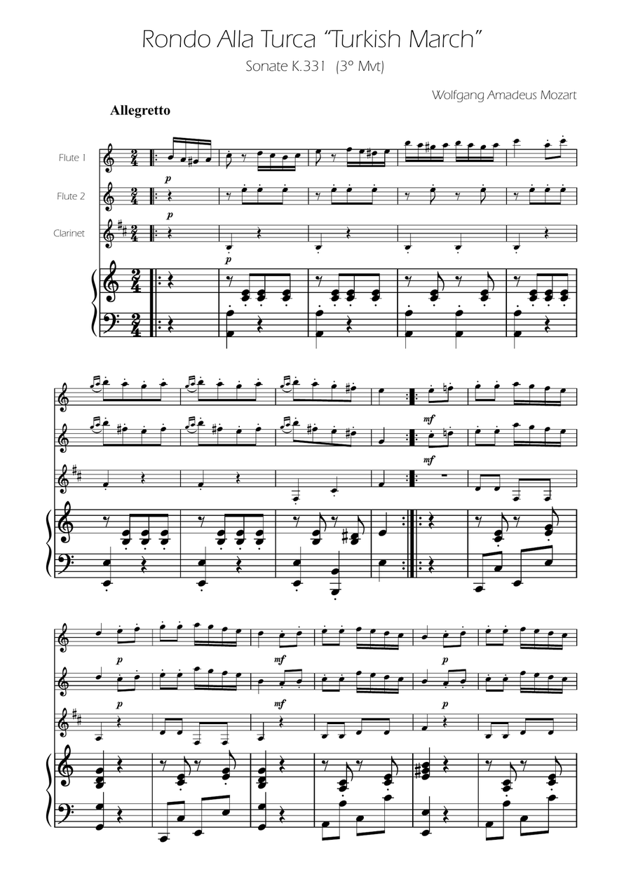 Turkish March - Woodwind Trio Woodwind Trio scores gallery preview page 1