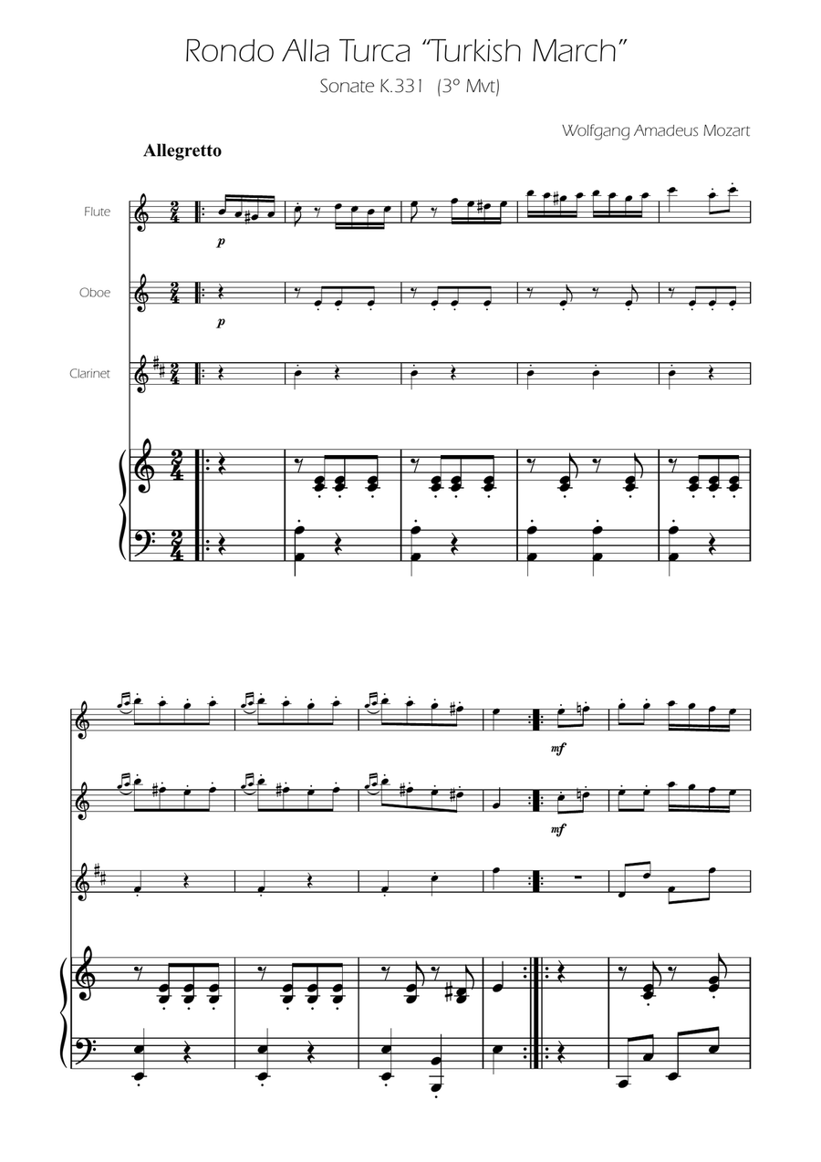Turkish March - Woodwind Trio Woodwind Trio scores gallery preview page 1