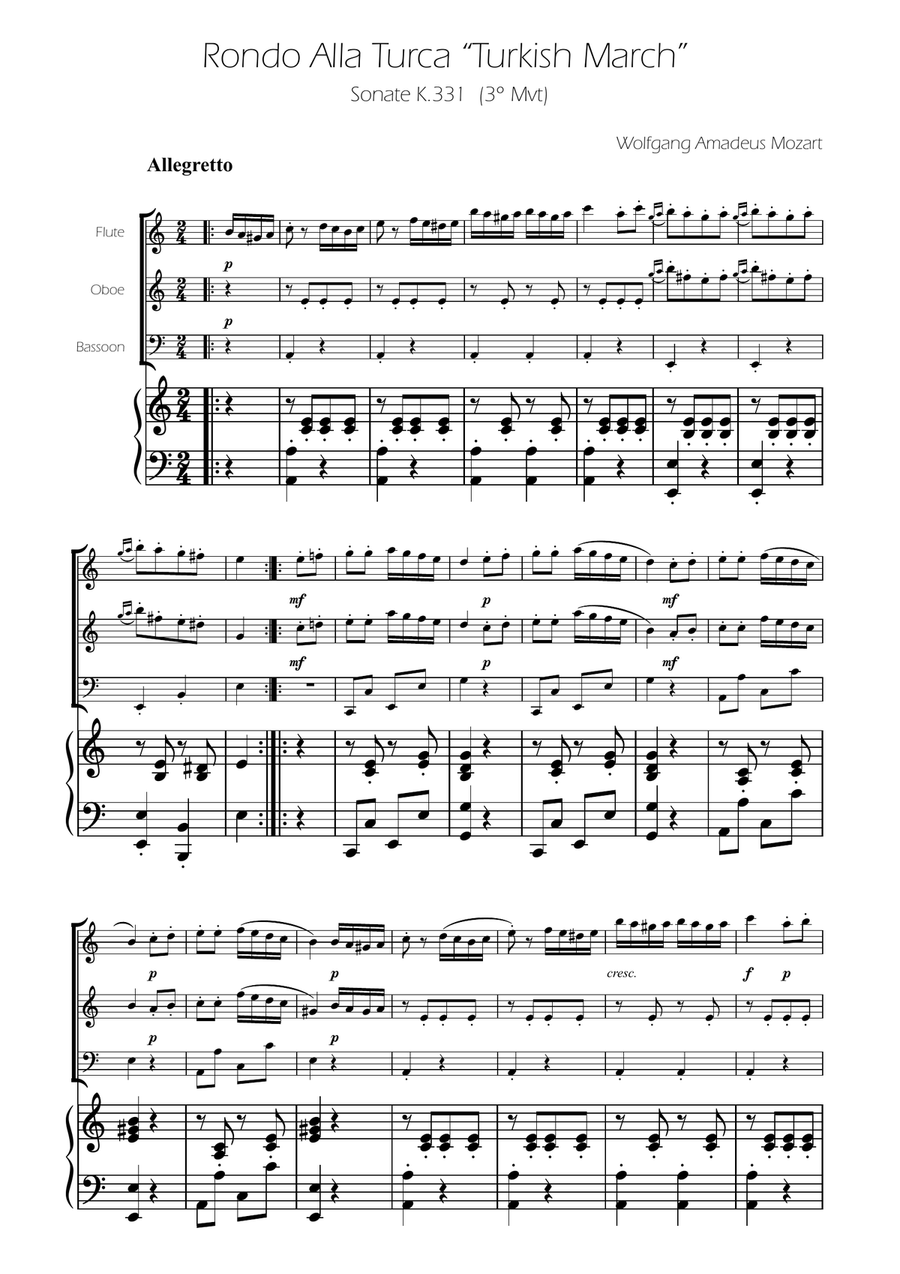 Turkish March - Woodwind Trio Woodwind Trio scores gallery preview page 1
