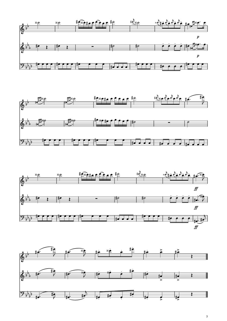 Turkish March - Brass Trio Brass Trio scores gallery preview page 5