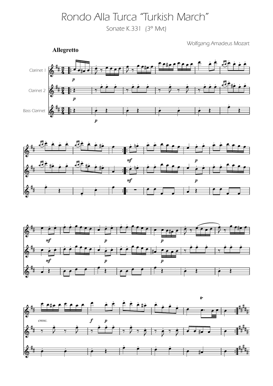 Turkish March - Clarinet Trio Clarinet Trio scores gallery preview page 1