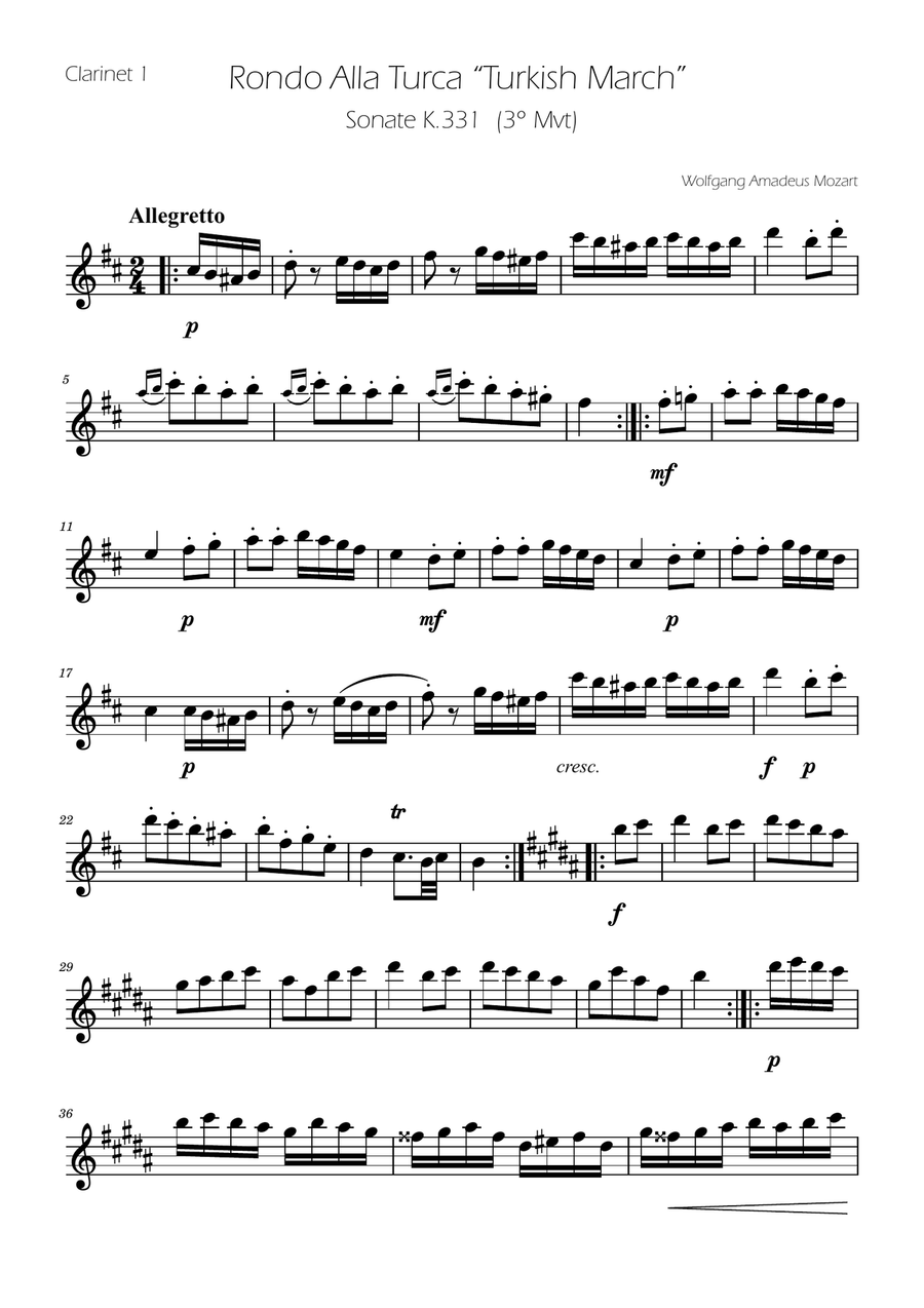 Turkish March - Clarinet Trio Clarinet Trio scores gallery preview page 6