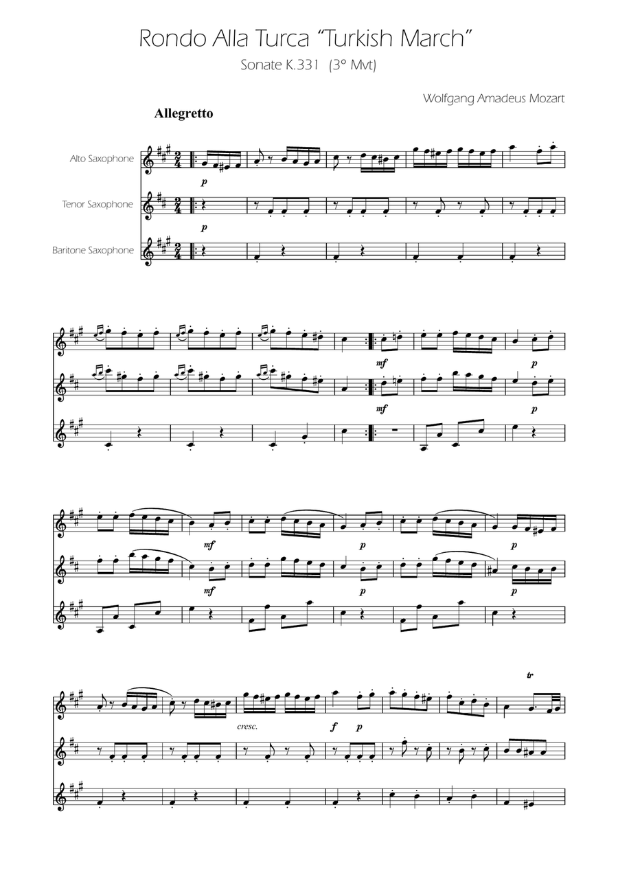 Turkish March - Sax Trio ATB Woodwind Trio scores gallery preview page 1