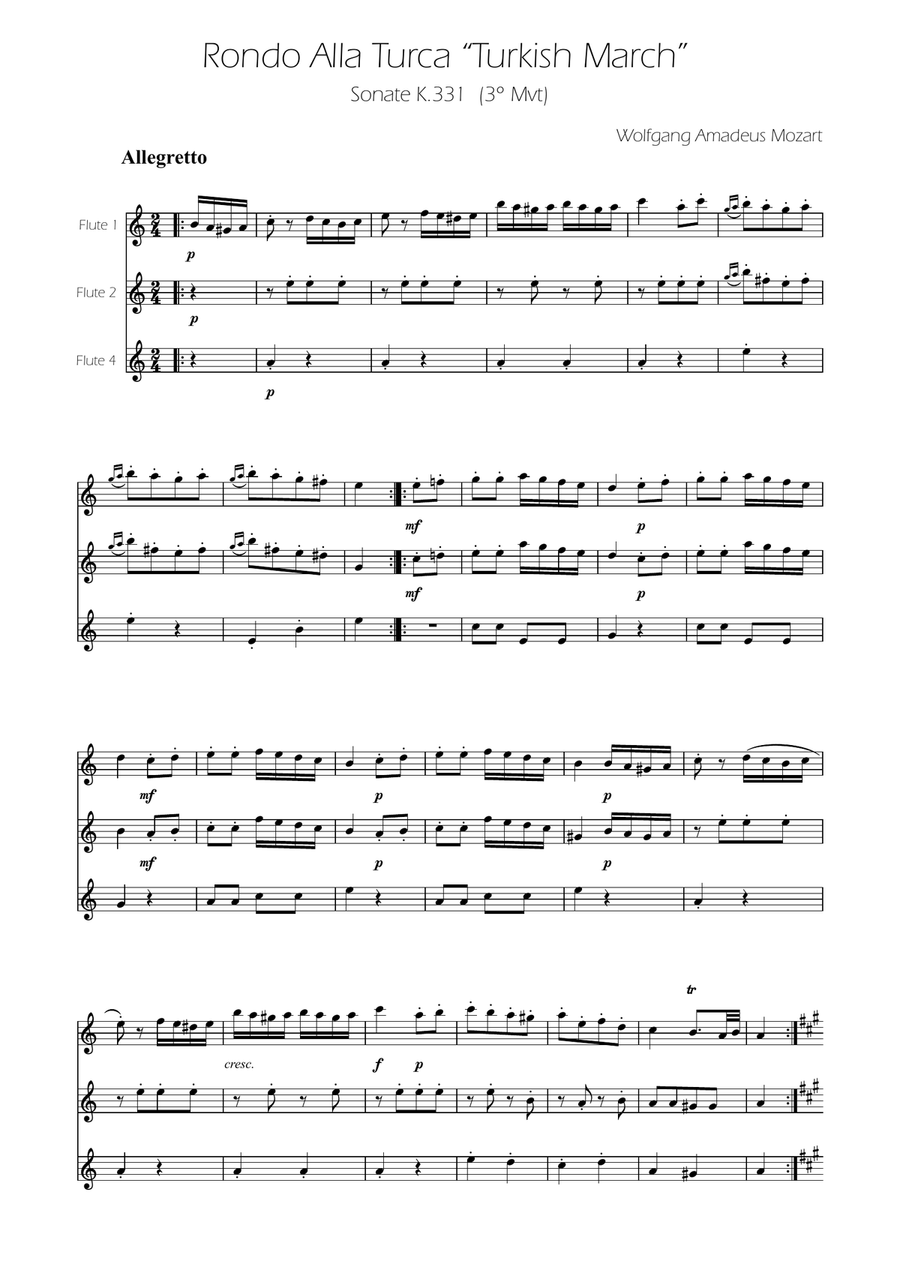 Turkish March - Flute Trio Flute Trio scores gallery preview page 1